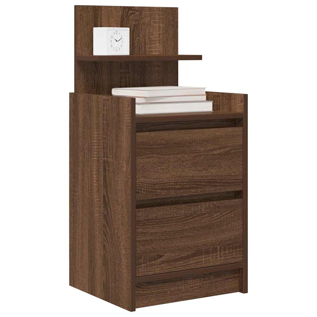 vidaXL Nachttisch mit 2 Schubladen Braun Eichen-Optik 38x34x80 cm