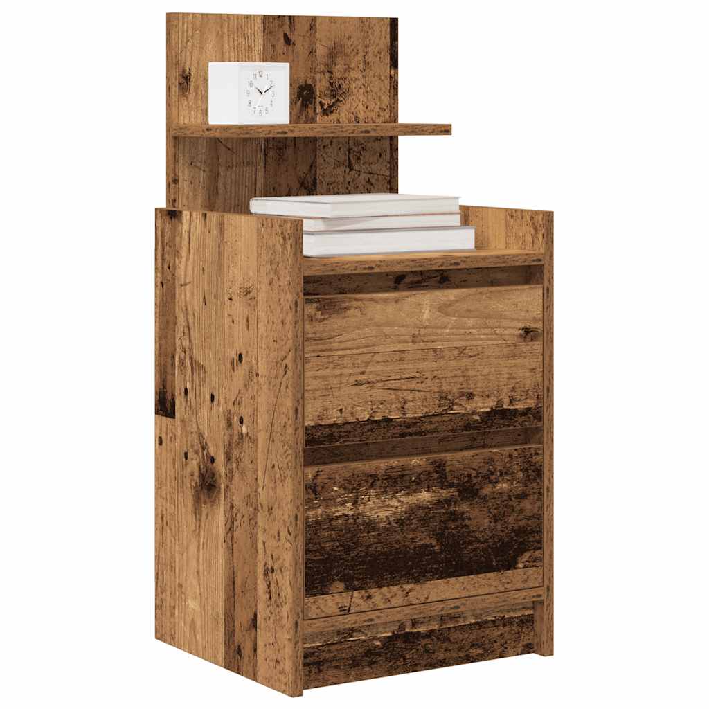 vidaXL Nachttische mit 2 Schubladen 2 Stk. Altholz-Optik 38x34x80 cm