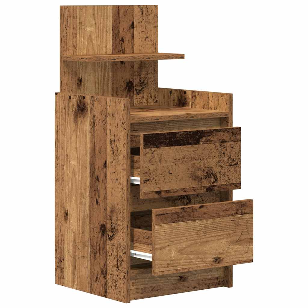 vidaXL Nachttische mit 2 Schubladen 2 Stk. Altholz-Optik 38x34x80 cm