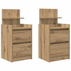 vidaXL Nachttische mit 2 Schubladen 2 Stk. Artisan-Eiche 38x34x80 cm
