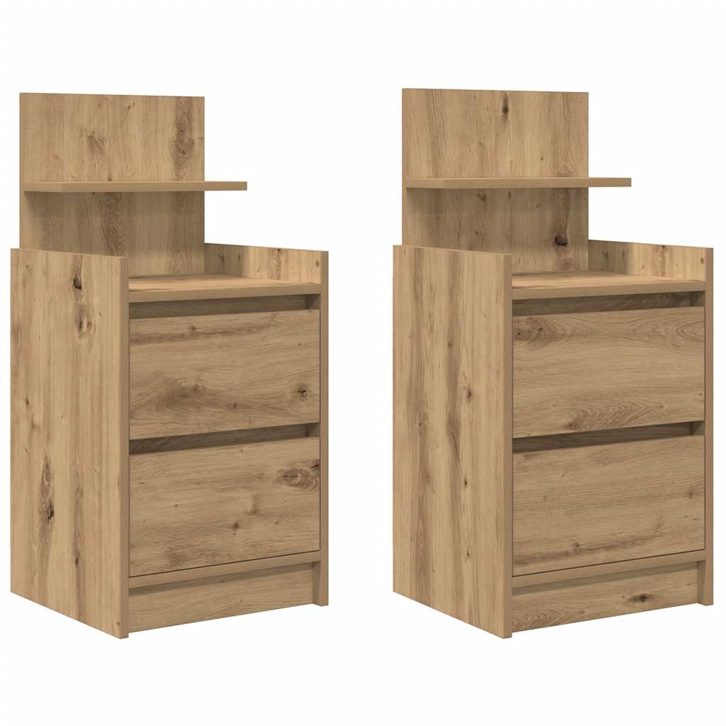 vidaXL Nachttische mit 2 Schubladen 2 Stk. Artisan-Eiche 38x34x80 cm