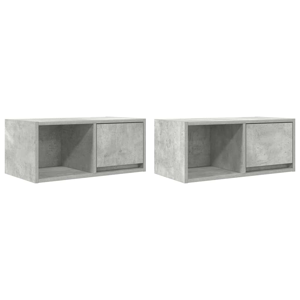 vidaXL TV-Schränke 2 Stk. Betongrau 60x31x25,5 cm Holzwerkstoff