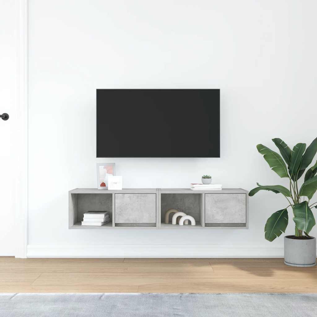 vidaXL TV-Schränke 2 Stk. Betongrau 60x31x25,5 cm Holzwerkstoff