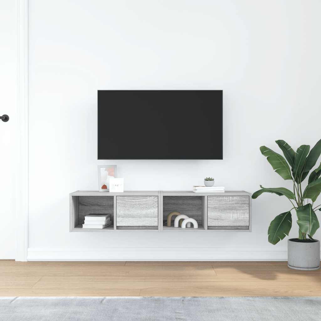 vidaXL TV-Schränke 2 Stk. Grau Sonoma 60x31x25,5 cm Holzwerkstoff