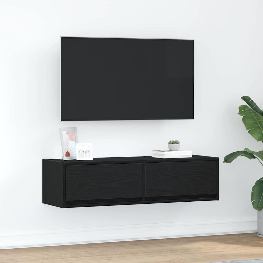 vidaXL TV-Schränk Wandmontiert Schwarz Eichen-Optik 100 x 31 x 25,5 cm