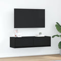 vidaXL TV-Schränk Wandmontiert Schwarz Eichen-Optik 100 x 31 x 25,5 cm