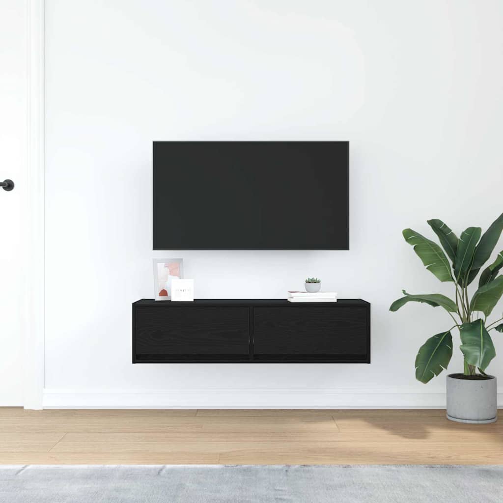 vidaXL TV-Schränk Wandmontiert Schwarz Eichen-Optik 100 x 31 x 25,5 cm