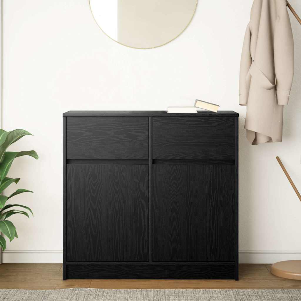 vidaXL Sideboard mit Schublade Schwarz Eichen-Optik 80x34x76 cm