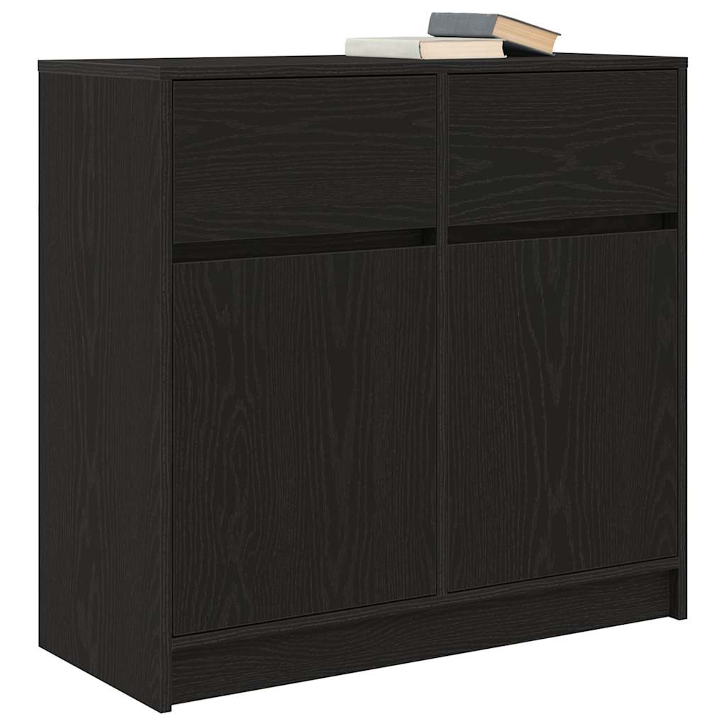 vidaXL Sideboard mit Schublade Schwarz Eichen-Optik 80x34x76 cm