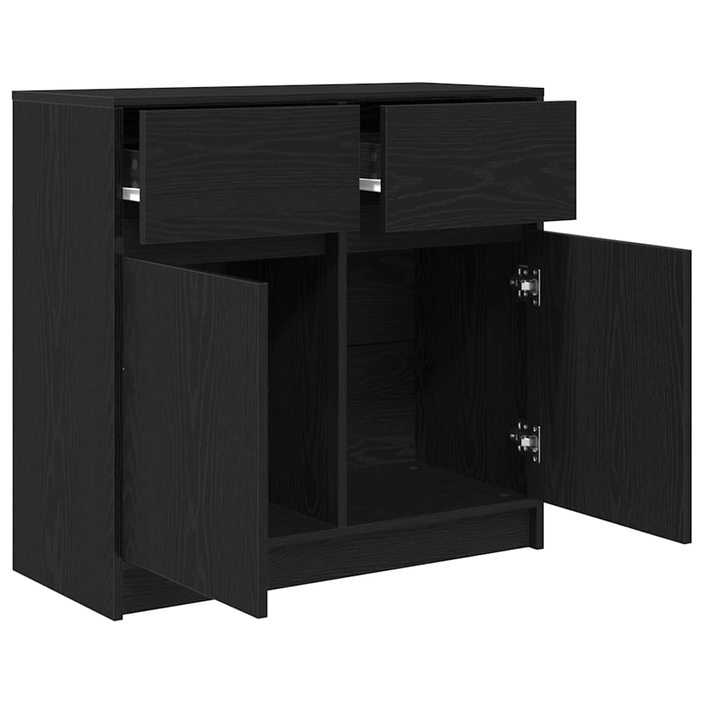 vidaXL Sideboard mit Schublade Schwarz Eichen-Optik 80x34x76 cm