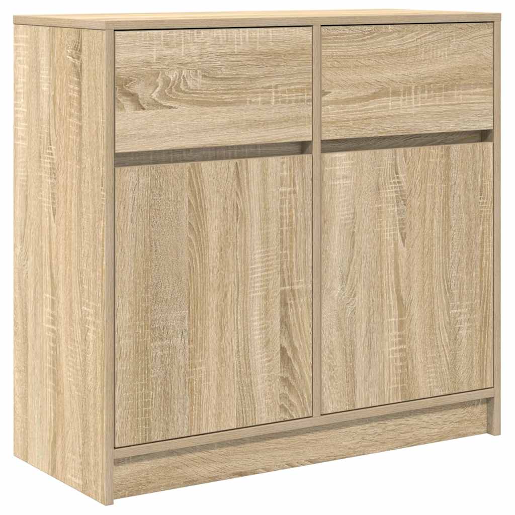 vidaXL Sideboard mit Schublade Sonoma-Eiche 80x34x76 cm Holzwerkstoff