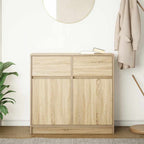 vidaXL Sideboard mit Schublade Sonoma-Eiche 80x34x76 cm Holzwerkstoff