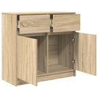 vidaXL Sideboard mit Schublade Sonoma-Eiche 80x34x76 cm Holzwerkstoff
