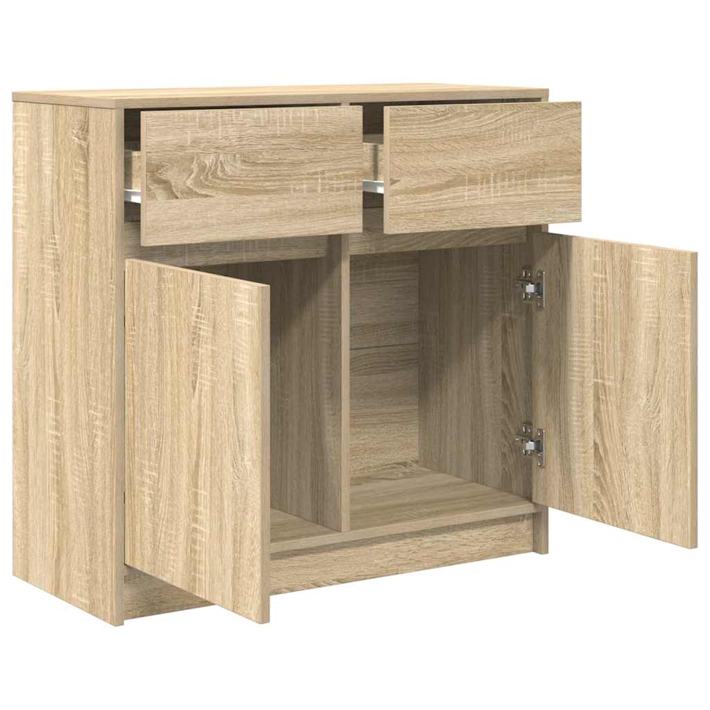 vidaXL Sideboard mit Schublade Sonoma-Eiche 80x34x76 cm Holzwerkstoff