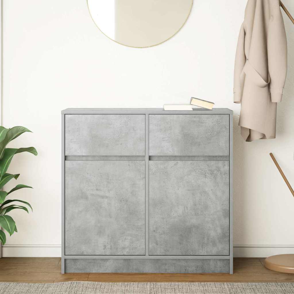 vidaXL Sideboard mit Schublade Betongrau 80x34x76 cm Holzwerkstoff