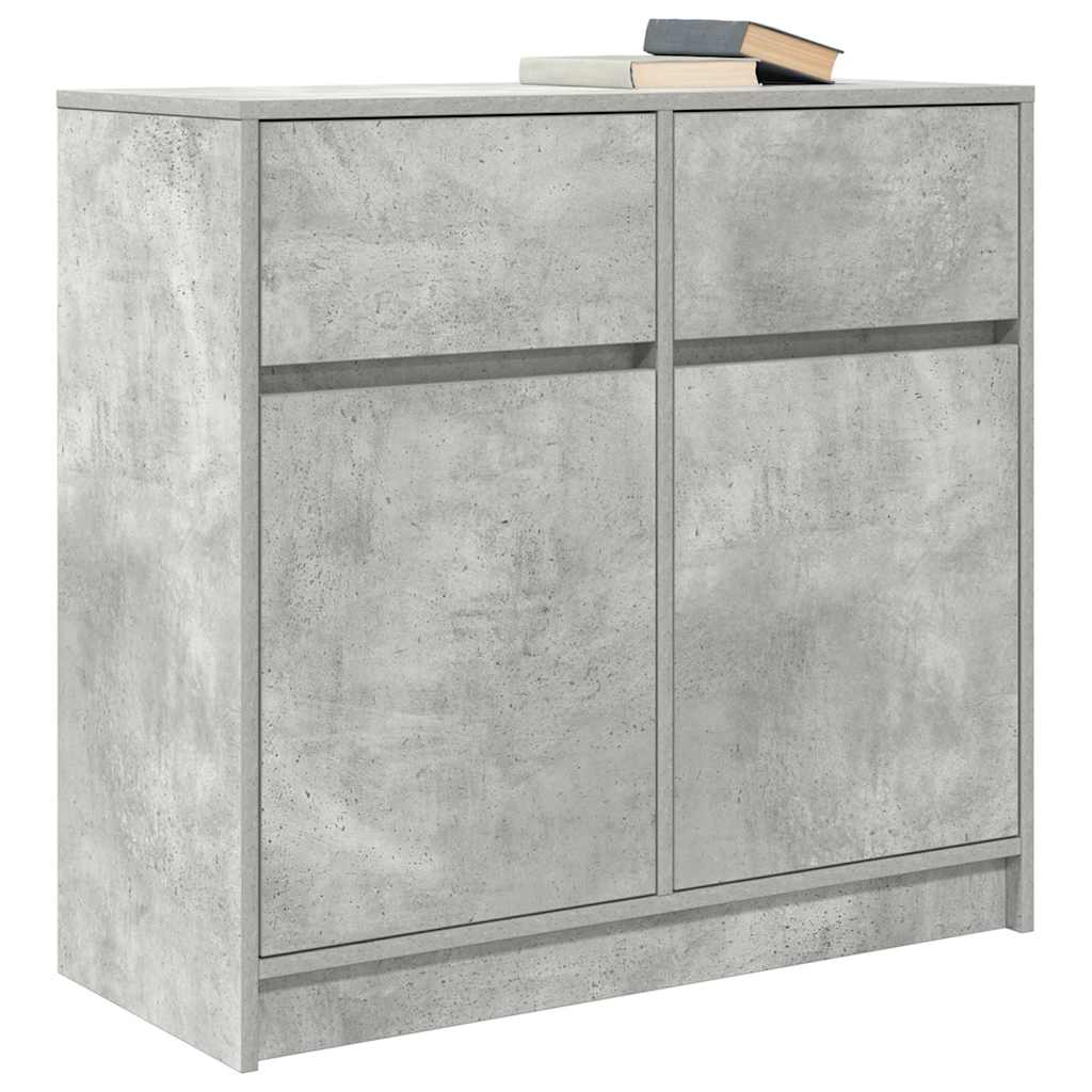 vidaXL Sideboard mit Schublade Betongrau 80x34x76 cm Holzwerkstoff