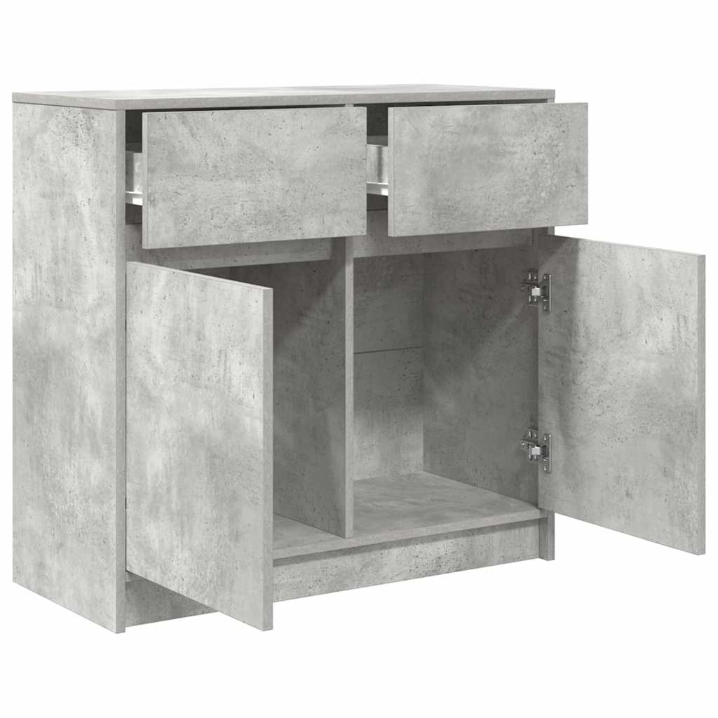 vidaXL Sideboard mit Schublade Betongrau 80x34x76 cm Holzwerkstoff