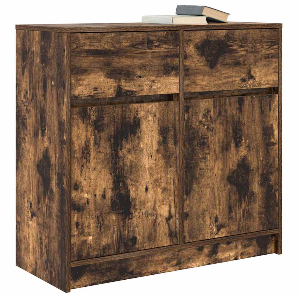 vidaXL Sideboard mit Schublade Räuchereiche 80x34x76 cm Holzwerkstoff