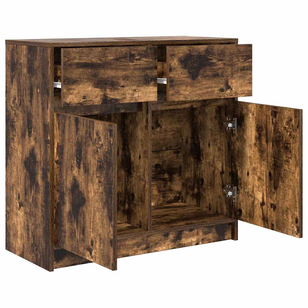 vidaXL Sideboard mit Schublade Räuchereiche 80x34x76 cm Holzwerkstoff