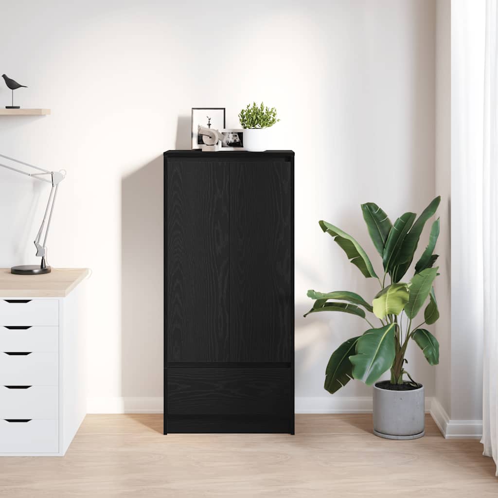 vidaXL Schrank mit Schublade Schwarz Eichen-Optik 55,5x34x119,5 cm