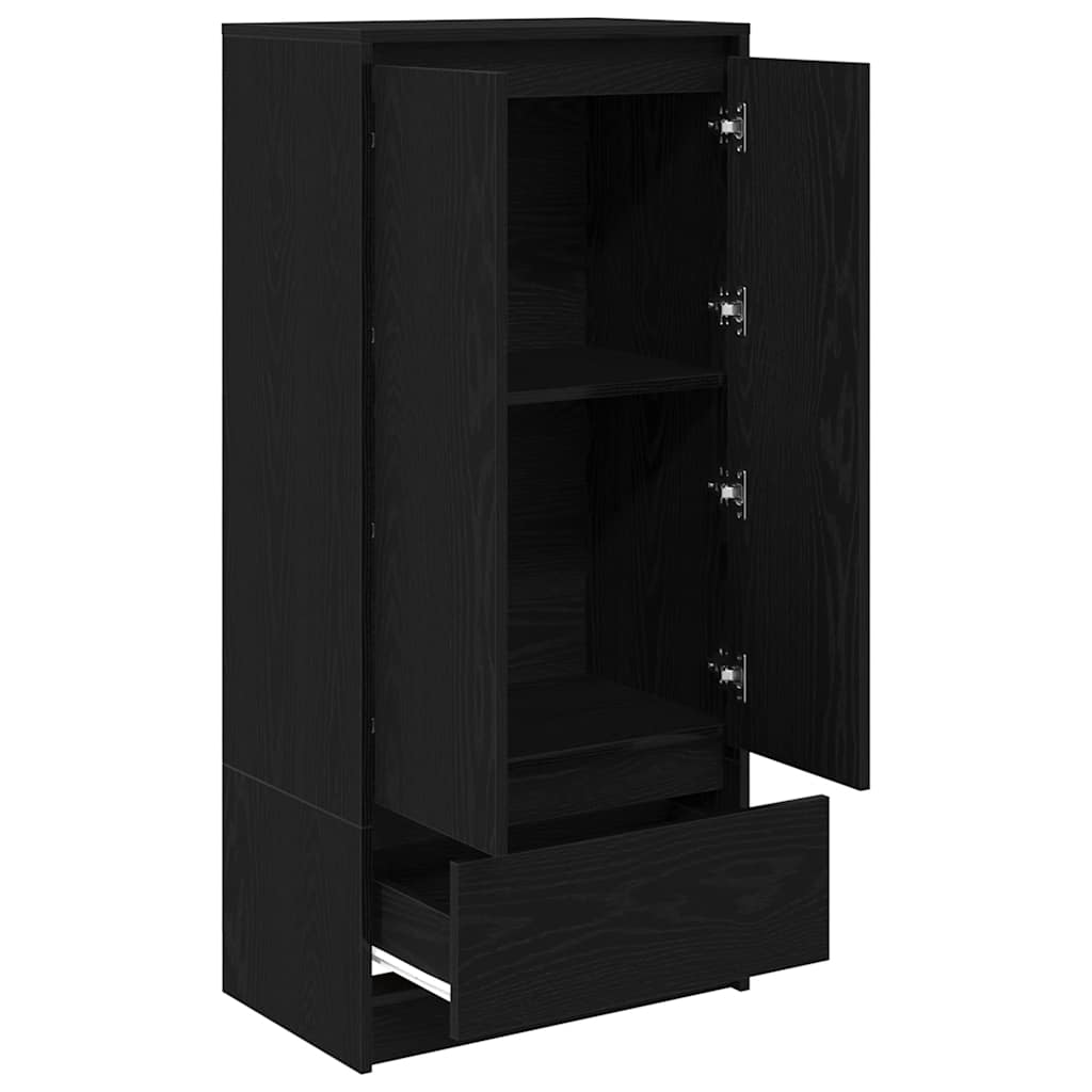 vidaXL Schrank mit Schublade Schwarz Eichen-Optik 55,5x34x119,5 cm