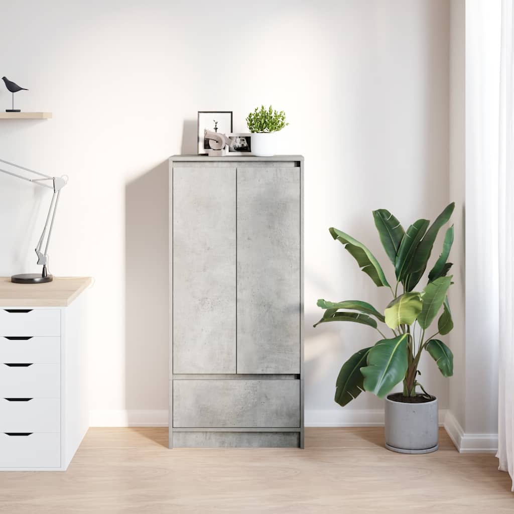 vidaXL Schrank mit Schublade Betongrau 55,5x34x119,5 cm Holzwerkstoff