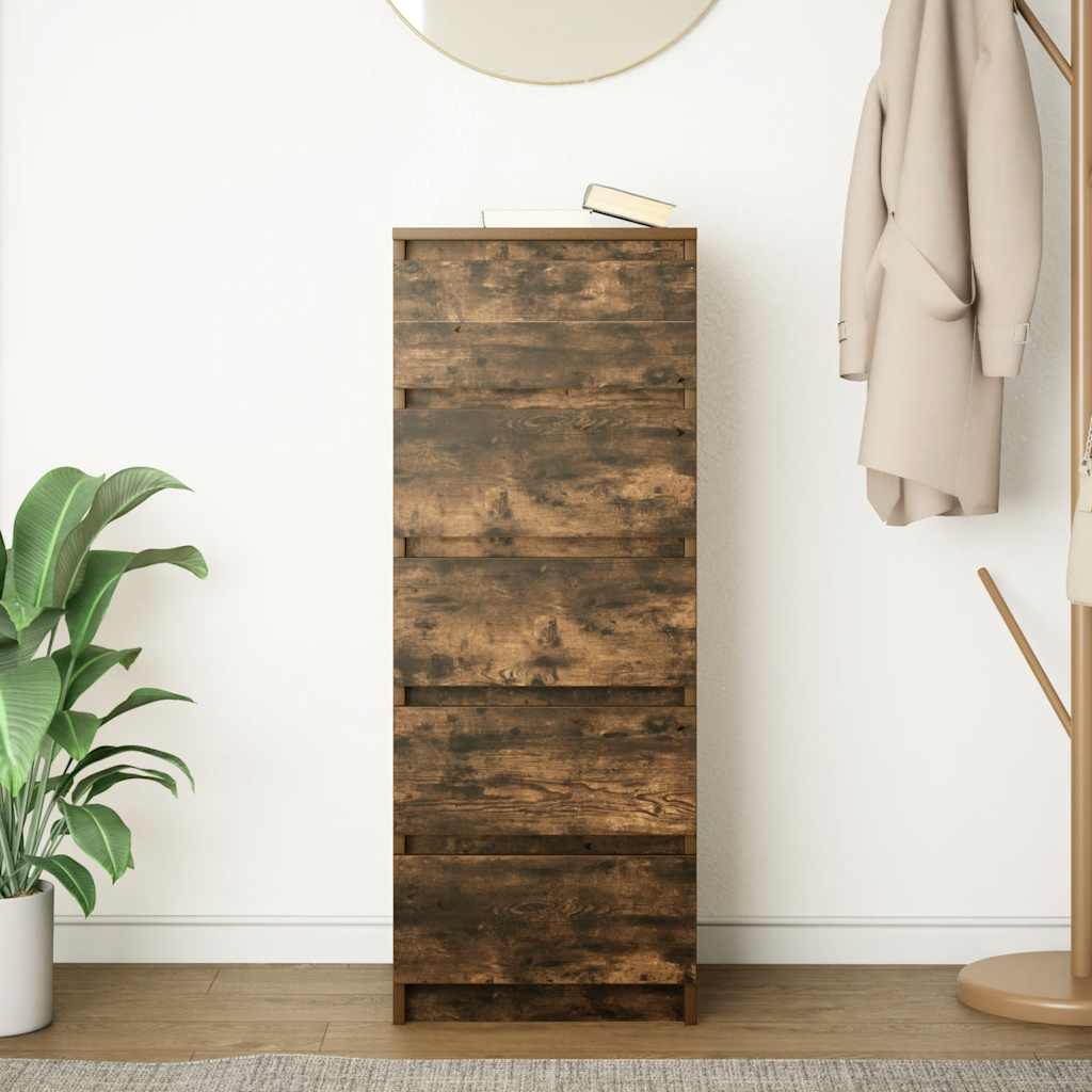 vidaXL Sideboard mit Schubladen Räuchereiche 37,5x35x99 cm