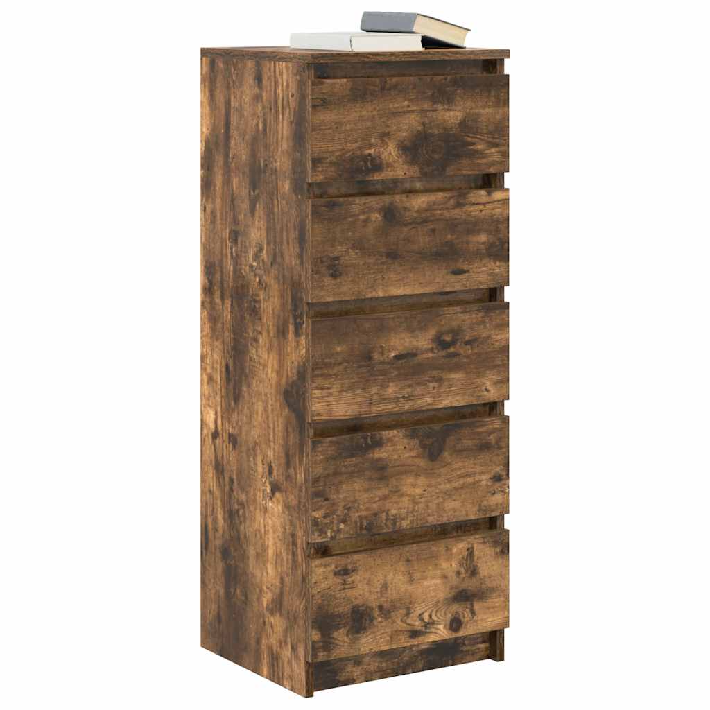 vidaXL Sideboard mit Schubladen Räuchereiche 37,5x35x99 cm