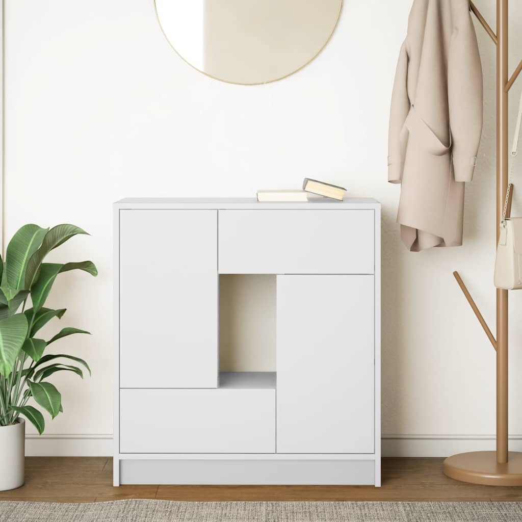 vidaXL Sideboard mit Schubladen und Türen Weiß 70,5x34x74,5 cm