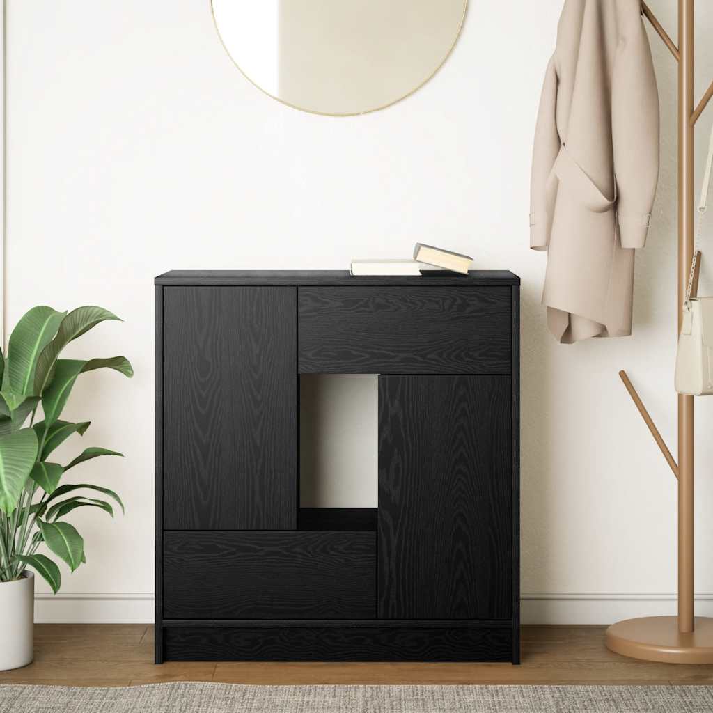 vidaXL Sideboard mit Schubladen und Türen Schwarz Eichen-Optik