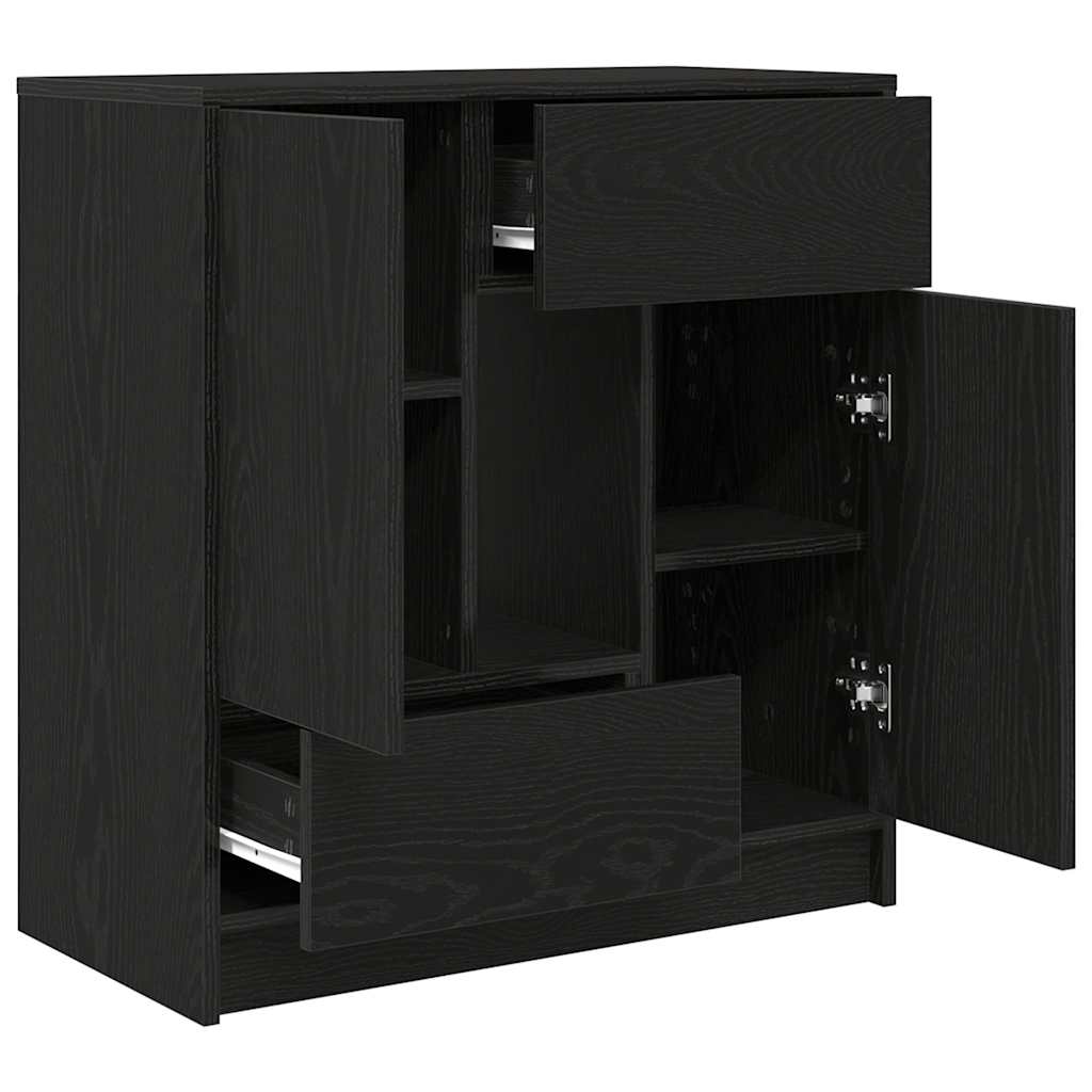 vidaXL Sideboard mit Schubladen und Türen Schwarz Eichen-Optik