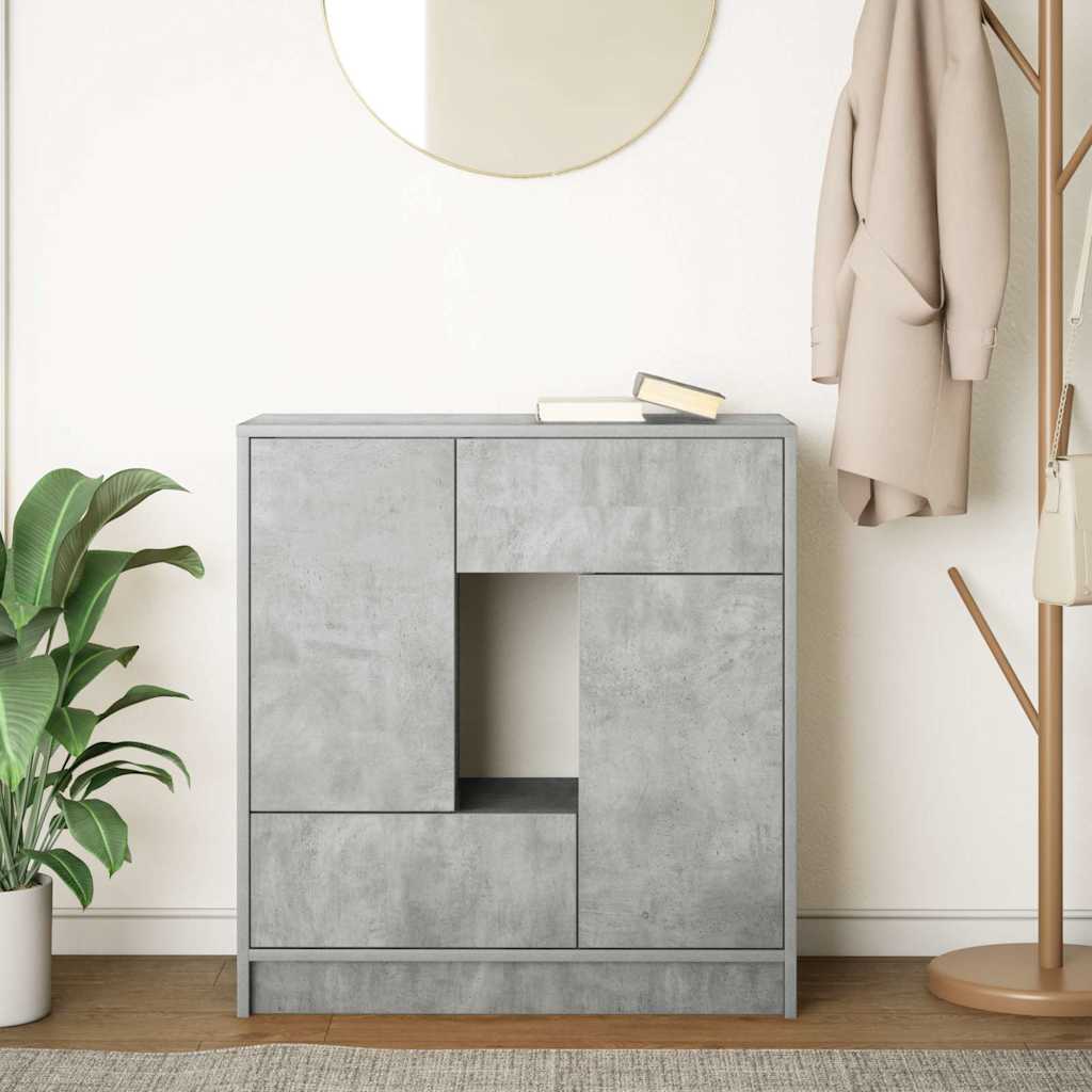 vidaXL Sideboard mit Schubladen und Türen Betongrau 70,5x34x74,5 cm