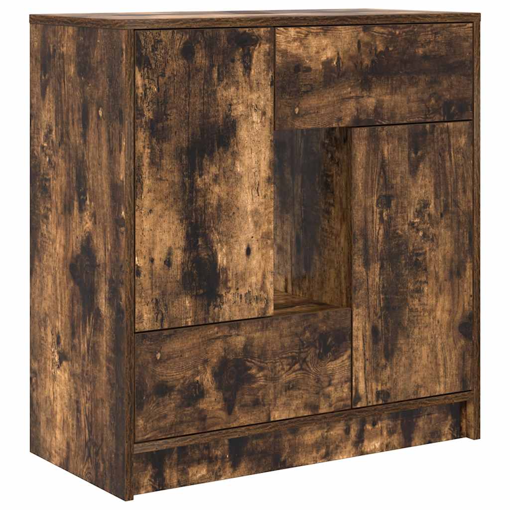 vidaXL Sideboard mit Schubladen und Türen Räuchereiche 70,5x34x74,5 cm