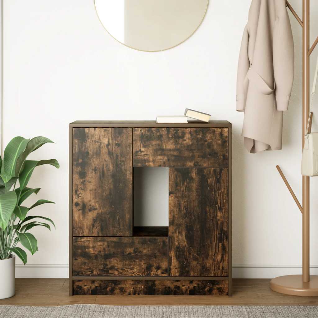 vidaXL Sideboard mit Schubladen und Türen Räuchereiche 70,5x34x74,5 cm