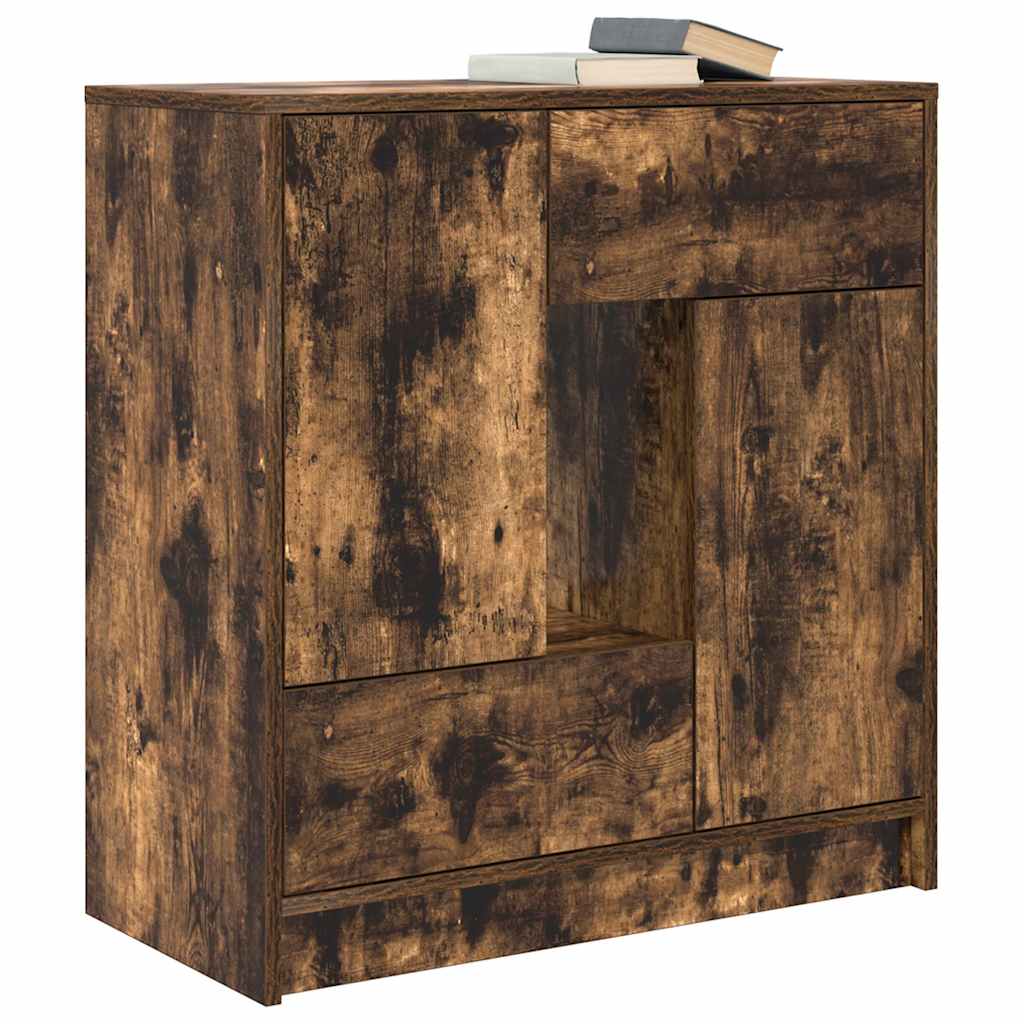 vidaXL Sideboard mit Schubladen und Türen Räuchereiche 70,5x34x74,5 cm
