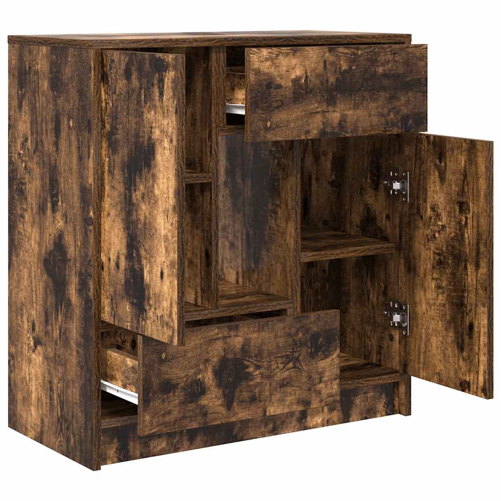 vidaXL Sideboard mit Schubladen und Türen Räuchereiche 70,5x34x74,5 cm