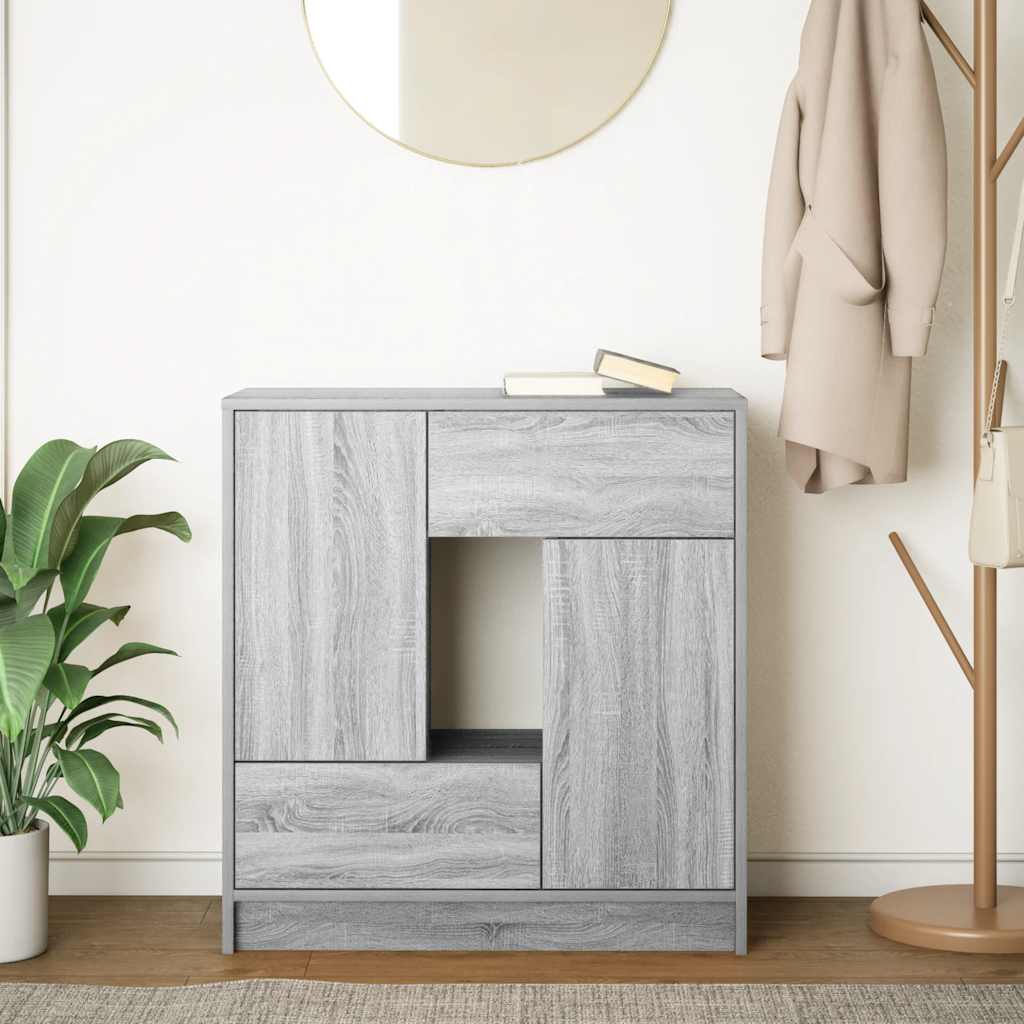 vidaXL Sideboard mit Schubladen und Türen Grau Sonoma 70,5x34x74,5 cm