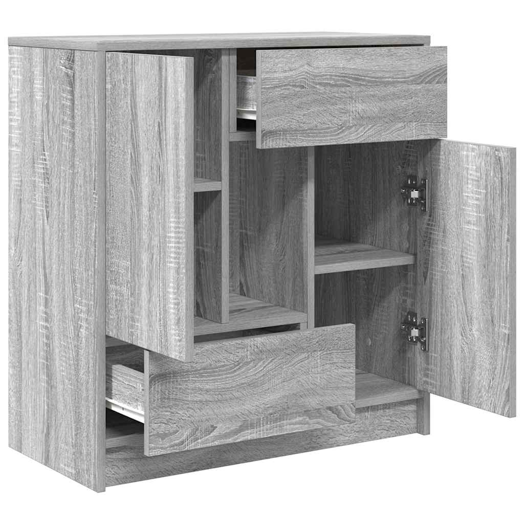 vidaXL Sideboard mit Schubladen und Türen Grau Sonoma 70,5x34x74,5 cm