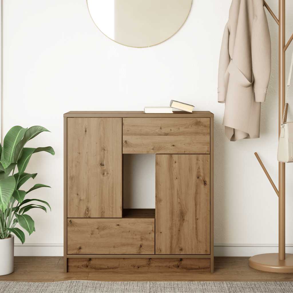 vidaXL Sideboard mit Schubladen und Türen Artisan-Eiche 70,5x34x74,5cm