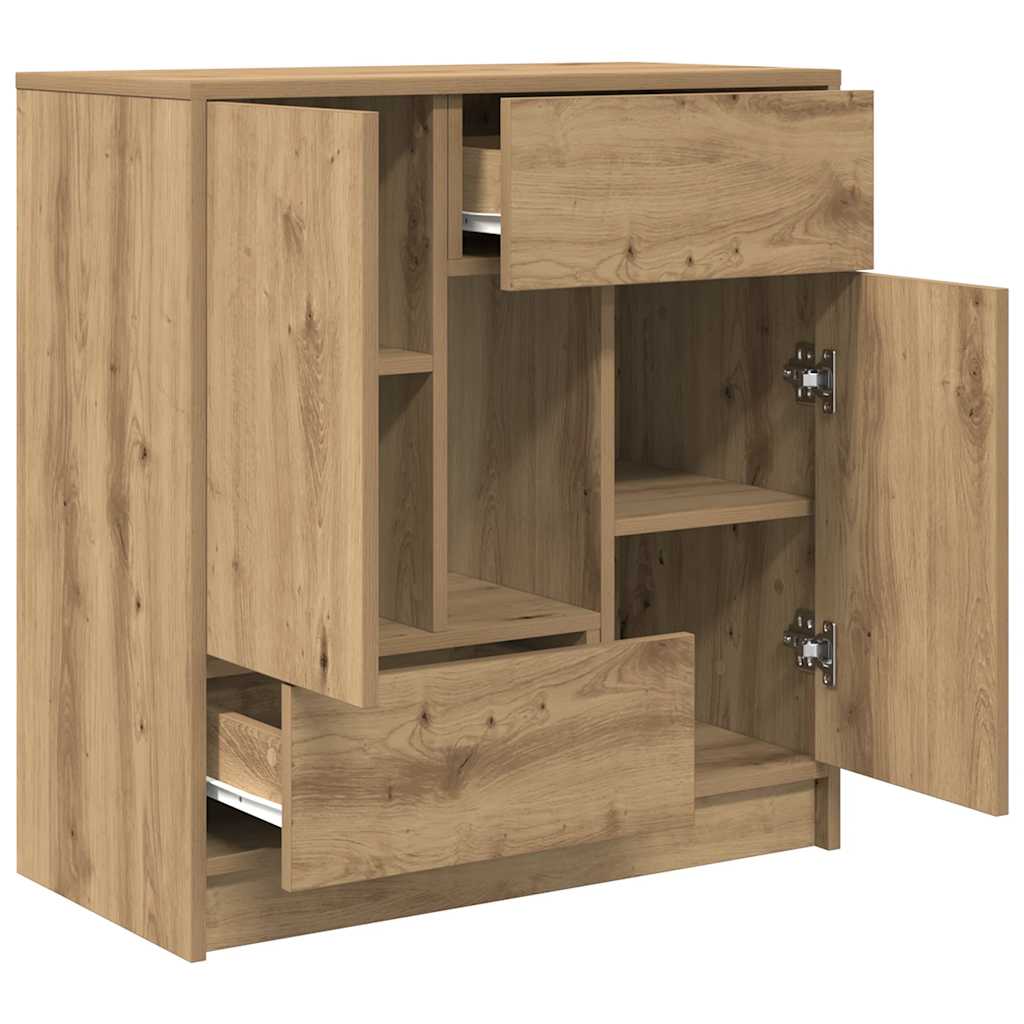 vidaXL Sideboard mit Schubladen und Türen Artisan-Eiche 70,5x34x74,5cm