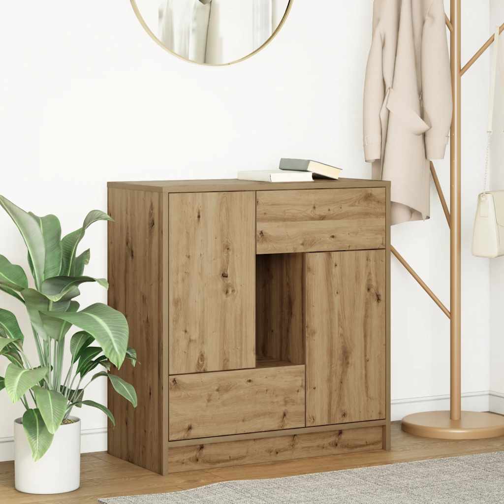 vidaXL Sideboard mit Schubladen und Türen Artisan-Eiche 70,5x34x74,5cm
