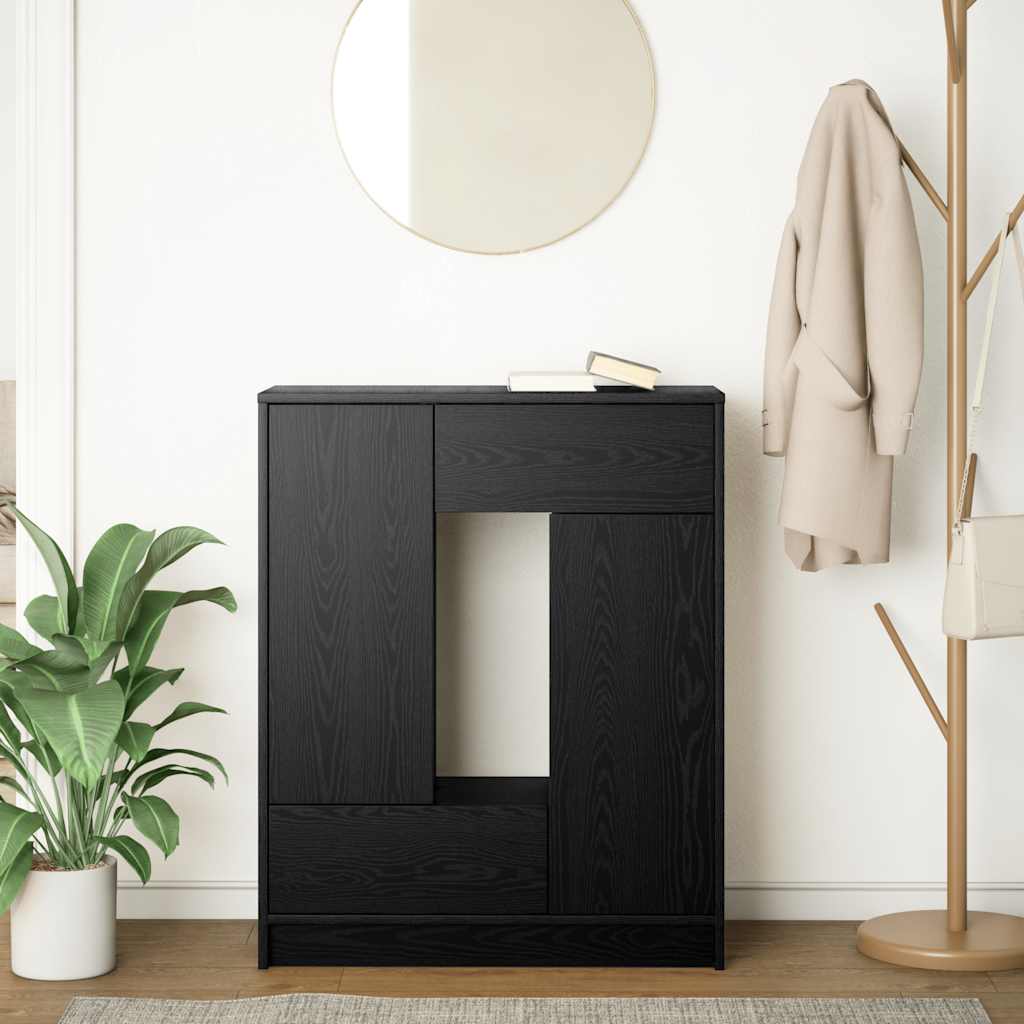vidaXL Sideboard mit Schubladen Türen Schwarz Eichen-Optik 73x31x90 cm