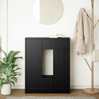vidaXL Sideboard mit Schubladen Türen Schwarz Eichen-Optik 73x31x90 cm