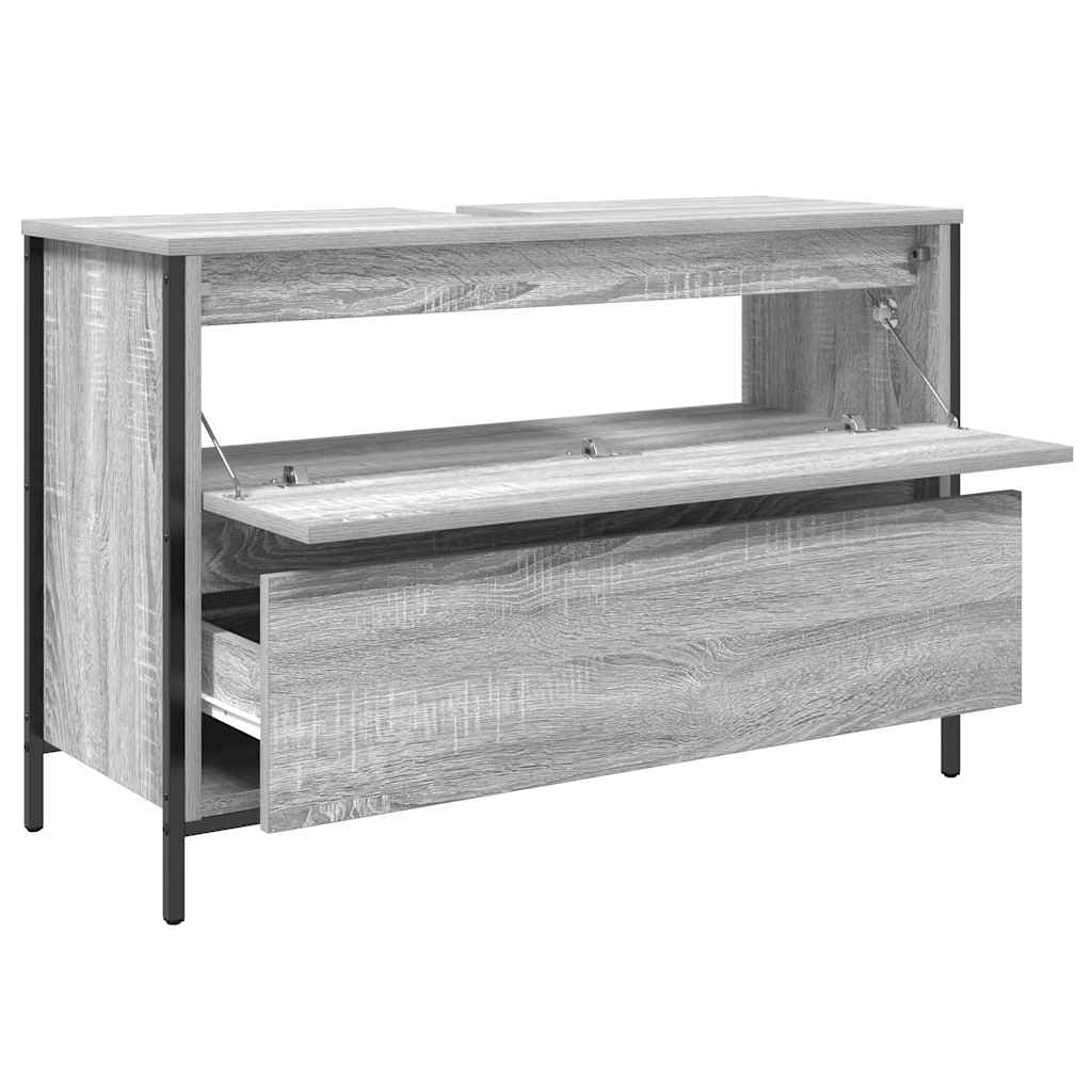 vidaXL Waschbeckenunterschrank mit Schubladen Grau Sonoma 90x34,5x60cm