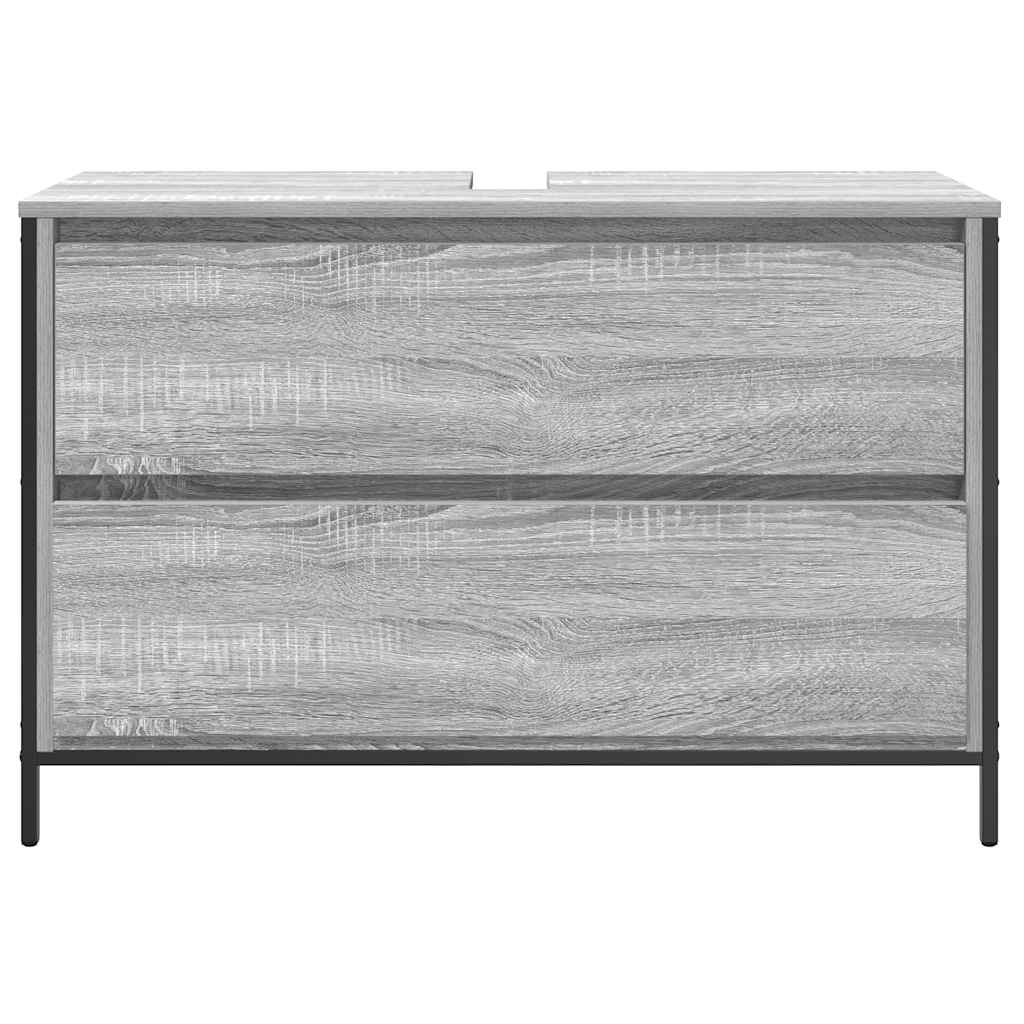 vidaXL Waschbeckenunterschrank mit Schubladen Grau Sonoma 90x34,5x60cm