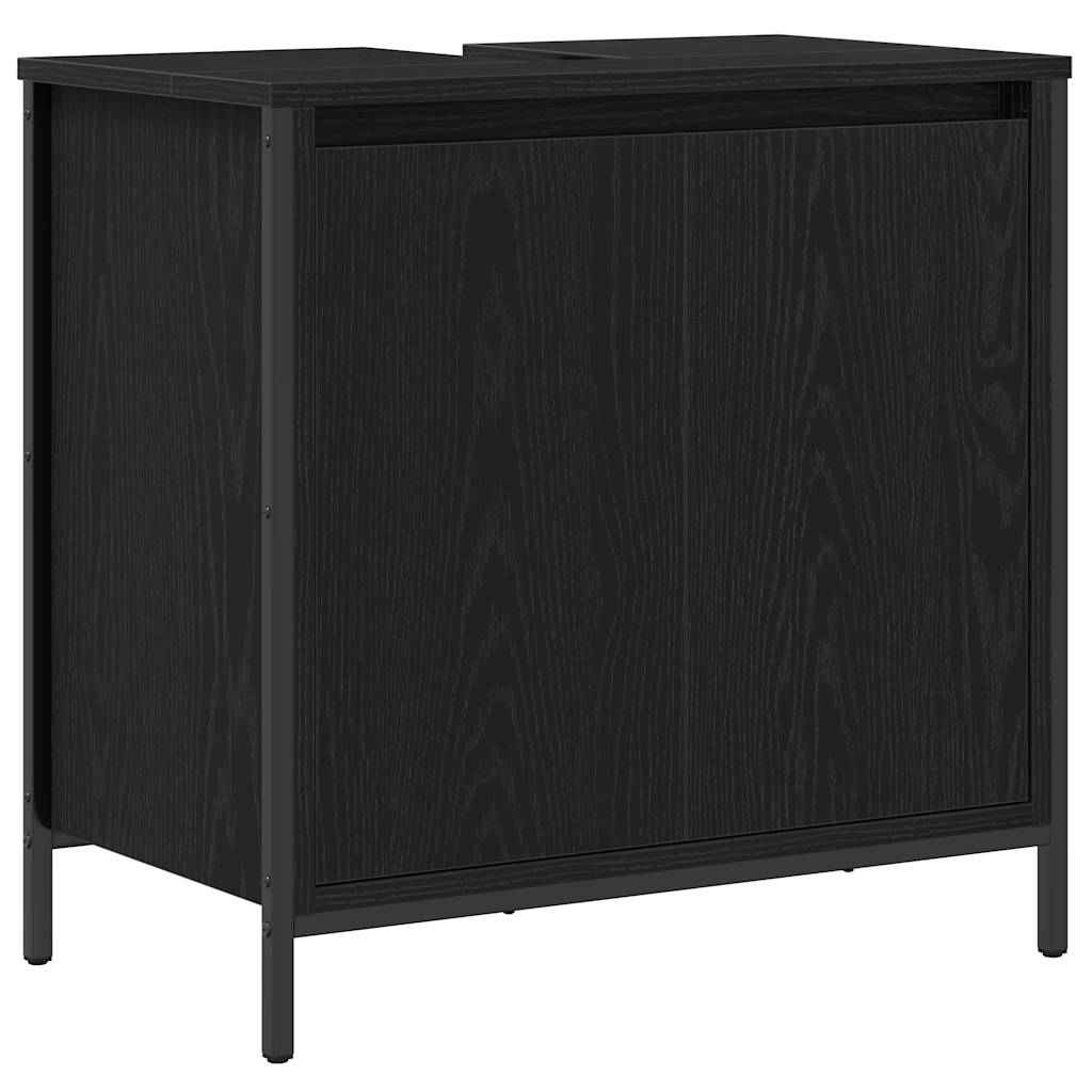 vidaXL Waschbeckenunterschrank Schwarz 60x34,5x60 cm
