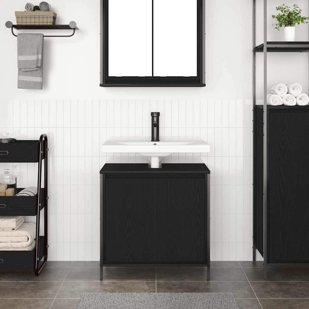vidaXL Waschbeckenunterschrank Schwarz 60x34,5x60 cm