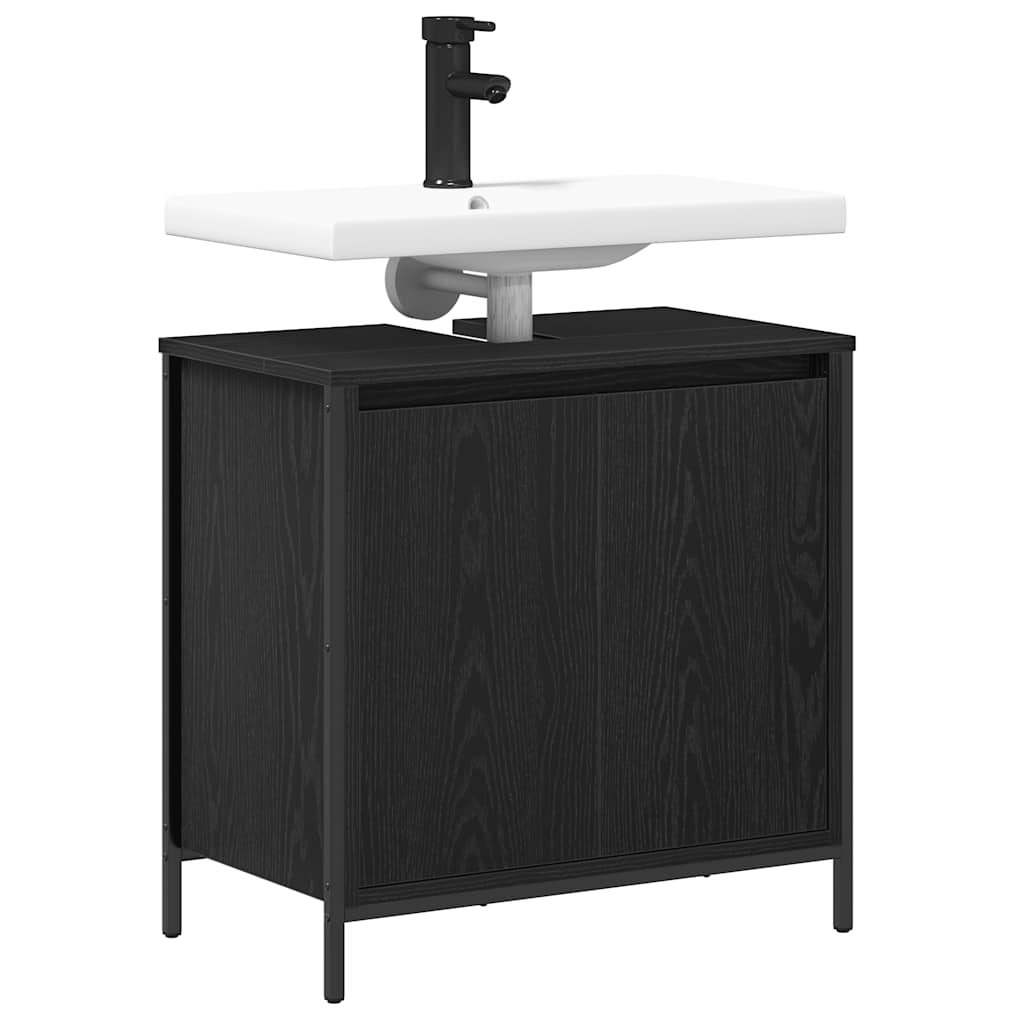 vidaXL Waschbeckenunterschrank Schwarz 60x34,5x60 cm