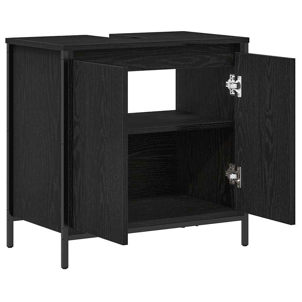 vidaXL Waschbeckenunterschrank Schwarz 60x34,5x60 cm