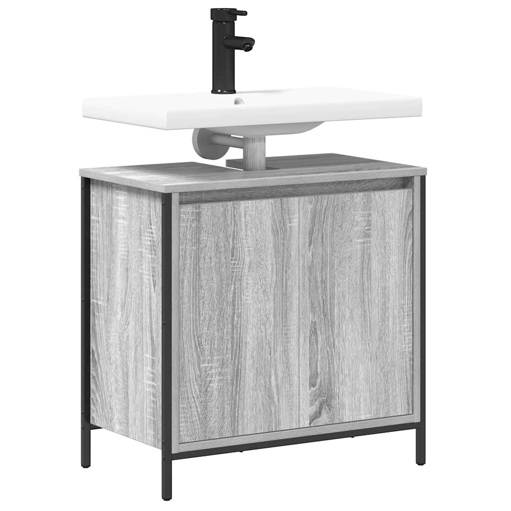 vidaXL Waschbeckenunterschrank Grau Sonoma 60x34,5x60 cm